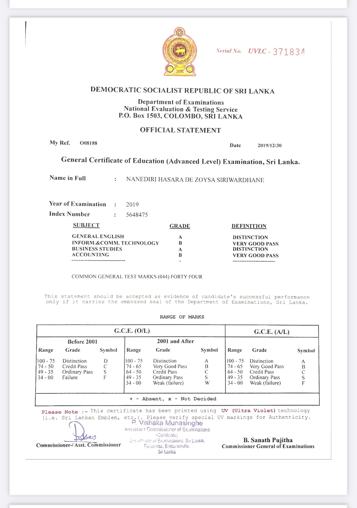 4. Photocopies of your last three grade reports.